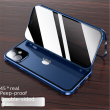 Doppelseitige Schutzhülle aus gehärtetem Glas für iPhone 11 bis iPhone 15 Pro Max, kratzfester Metallrahmen, 360-Rundumschutz, unterstützt Face