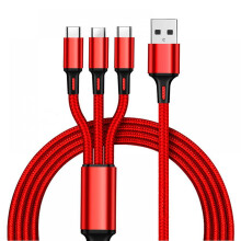 Corda Muirir Uilíoch le haghaidh Cumhacht Gan Uaim, Cábla Luchtaire 3in1 Ceardaíochta Marthanach le Dearadh Cábla Il-USB Braidithe Níolóin,