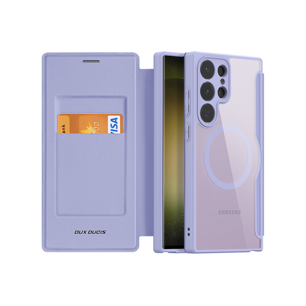Magnetic Phone Case For Samsung Galaxy S23 Ultra, Compatibility With Magsafe And Foldable Kickstand, Premium Leather Design With Strong Magnetic Attra 9012494658798