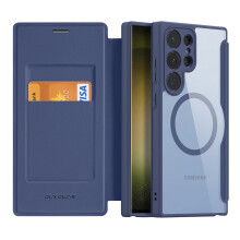 Magnetische Handyhülle für Samsung Galaxy S23 Ultra, kompatibel mit MagSafe und ausklappbarem Ständer, hochwertiges Lederdesign mit starkem