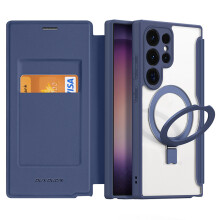 Magnetische Handyhülle für Samsung Galaxy S23 Ultra, kompatibel mit MagSafe und ausklappbarem Ständer, hochwertiges Lederdesign mit starkem
