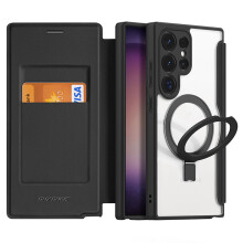 Smart Case für Samsung Galaxy S25 Ultra Serie, unterstützt kabelloses Laden, Kartenhalter aus robustem Material, durchscheinend matt, magnetischer