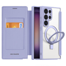 Magnetische Handyhülle für Samsung Galaxy S23 Ultra, kompatibel mit MagSafe und ausklappbarem Ständer, hochwertiges Lederdesign mit starkem