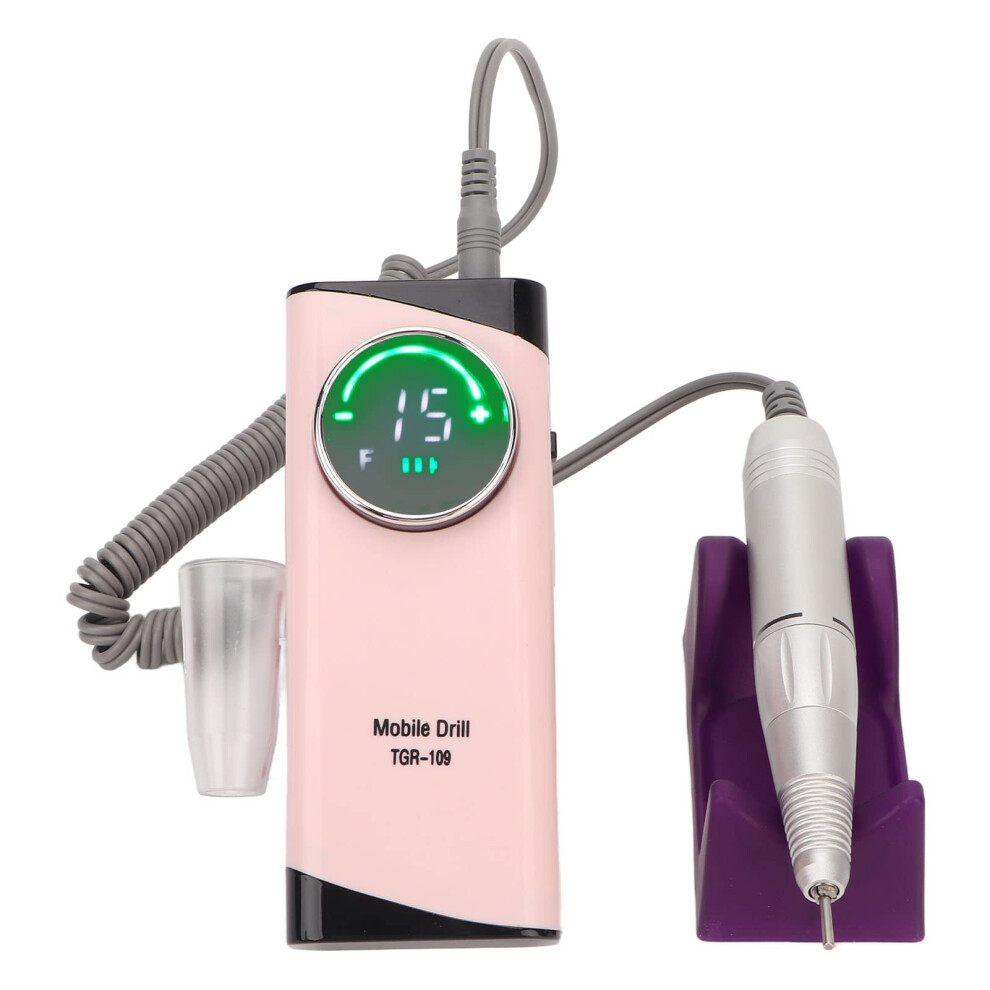 Pink Electric Nail Drill 30000Rpm Usb Rechargeable Cordless Nail File With 6 Bits