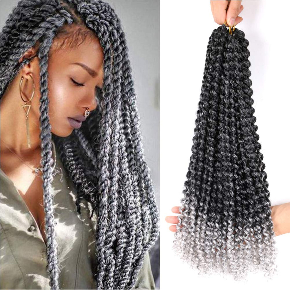 Ombre Passion Twist Hair 18 Inch Crochet Braids Extensions Pre Looped Water Wave 6 Packs