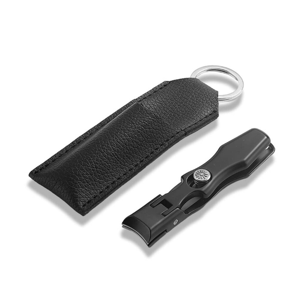 Stainless Steel Nail Clipper with Precision Beveled Blade and Travel Leather Case for Thick Nails