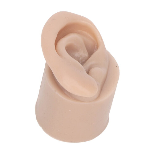 Silicone Ear Model for Piercing Practice, Realistic Dark Skin Reusable Training Aid Left Side 2