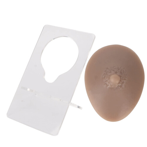 Silicone Nipple Model with Stand, Realistic Soft Texture, Dark Skin, Reusable Piercing Practice 2