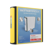 Staples Better 3-tuumainen D3-rengaskansio, keltainen (20245) 895623