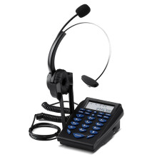 Telefone com fio Pinnaco com teclado de discagem, fone de ouvido mono e cancelamento de ruído - Rediscagem de chamadas com qualidade de voz nítida