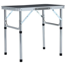 vidaXL Folding Camping Table Grey Aluminum 60x45 cm Grey