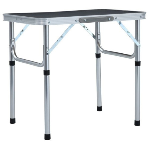 vidaXL Folding Camping Table Grey Aluminum 60x45 cm Grey