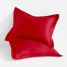 Flxxie2Pack500 lankaa puuvillasatiinityynynpäälliset 50 cm x 61 cm, laippa 5 cm, vakiokoko, punainen