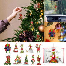 Clearance Grinch! Black & Friday 11PC Ho-rr-or Movie Theme Pendant, 8cm Xmas Flat Hanging Ornament Set, Creative Tree Decor, Gift for Boys -