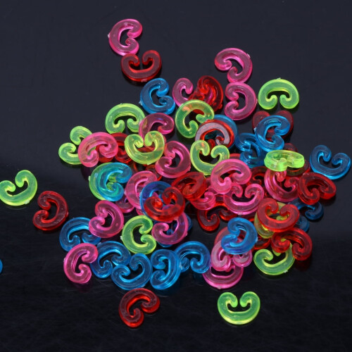 Apooke100 τεμάχια Παιδικά Μικτά Χρώματα C-Clips S-Clips Λαστιχένιες Πλεγμένες Λωρίδες 2