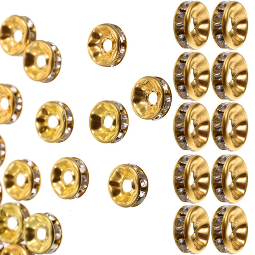 Perles d'espacement de roue, strass, perles pour la création de bijoux faits main, incrustations, 100 pièces