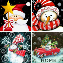 Kits de pintura navideña para adultos y principiantes, paquete de 4 kits de arte con diamantes de imitación 5D con herramientas, decoraciones