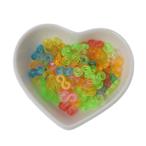 Apooke100 τεμάχια Παιδικά Μικτά Χρώματα C-Clips S-Clips Λαστιχένιες Πλεγμένες Λωρίδες