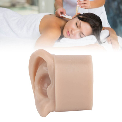 Silicone Ear Model for Piercing Practice, Realistic Dark Skin Reusable Training Aid Left Side 1
