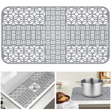 Protection d'évier en silicone Lzvxtym avec trous d'évacuation, tapis de protection résistant à la chaleur et découpable pour évier de cuisine,