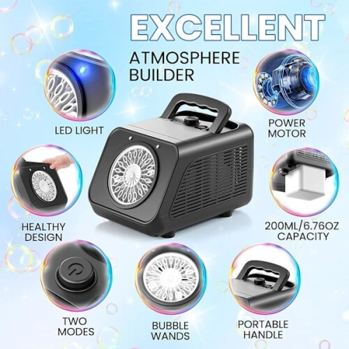Bubble Machine, Automatic Bubble Blower 15,000+ Bubbles per Minute 2