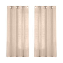 Poaug Linen Sheer Curtains 63" Semi-Sheer Silver Panels, Light Filtering, 2-Pack Khaki for Living Room/Bedroom