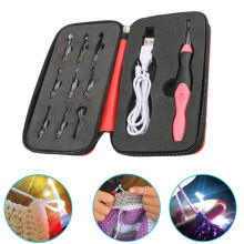 Set de croșete Paddsun9 în 1, reîncărcabile, iluminate, cu husă cu fermoar, set de ace de tricotat ergonomice, instrumente de cusut - C42