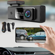 Dashcam fram och bak, Harpi Smart Dash Cam, 1080P Full HD, Smart dashkamera för bilar, Inbyggd G-sensor, WDR, Kraftfull nattseende