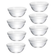Small Glass Bowl Clear Ramekins: Prep Bowls Jelly Pudding Dessert Dish Stackable 8pcs Soup Candy Nut Container Side Bowls for Home Kitchen