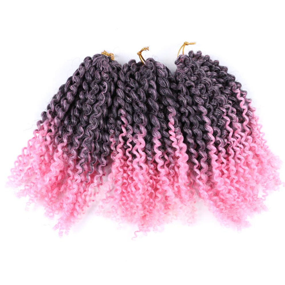 Unisex 8 Inch Afro Kinky Curly Crochet Hair Extensions Ombre Marlybob 9Pcs Lot Natural Afro Texture