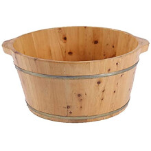 Deep Cedar Wooden Foot Bath Tub with Massage Beads for Relaxing Home Spa Soak