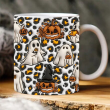 SUSUchens Halloween Coffee Cup Ceramic Pumpkin Ghost Skull Coffee Mug with Handle Trick or Treat Tumbler Cup Home Party Decor Style 4