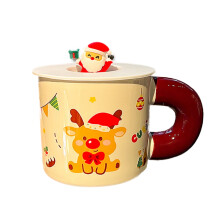 Kubki świąteczne o dużej pojemności, 350 ml, ceramiczny kubek Świętego Mikołaja, do kawy i gorącej czekolady, doskonały prezent świąteczny