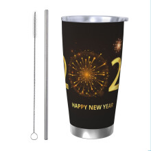 Felice Anno Nuovo 2025 - Tazza termica da viaggio in acciaio inox da 20 oz con coperchio