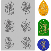 Polymer Clay Teksturark 4x2,6 tommer, Bohemsk Blomstermatte for Leirstempler, Øredobber og DIY Smykkelaging Håndverksverktøy