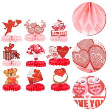 Decorações para o Dia dos Namorados - Conjunto de 9 peças de centros de mesa em formato de favo de mel para festa de Dia dos Namorados