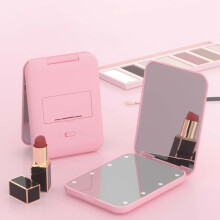 Miroir de poche Hessimy pour sac à main, miroir de poche, miroir de maquillage de voyage compact à grossissement 1X/3X avec LED et lumière