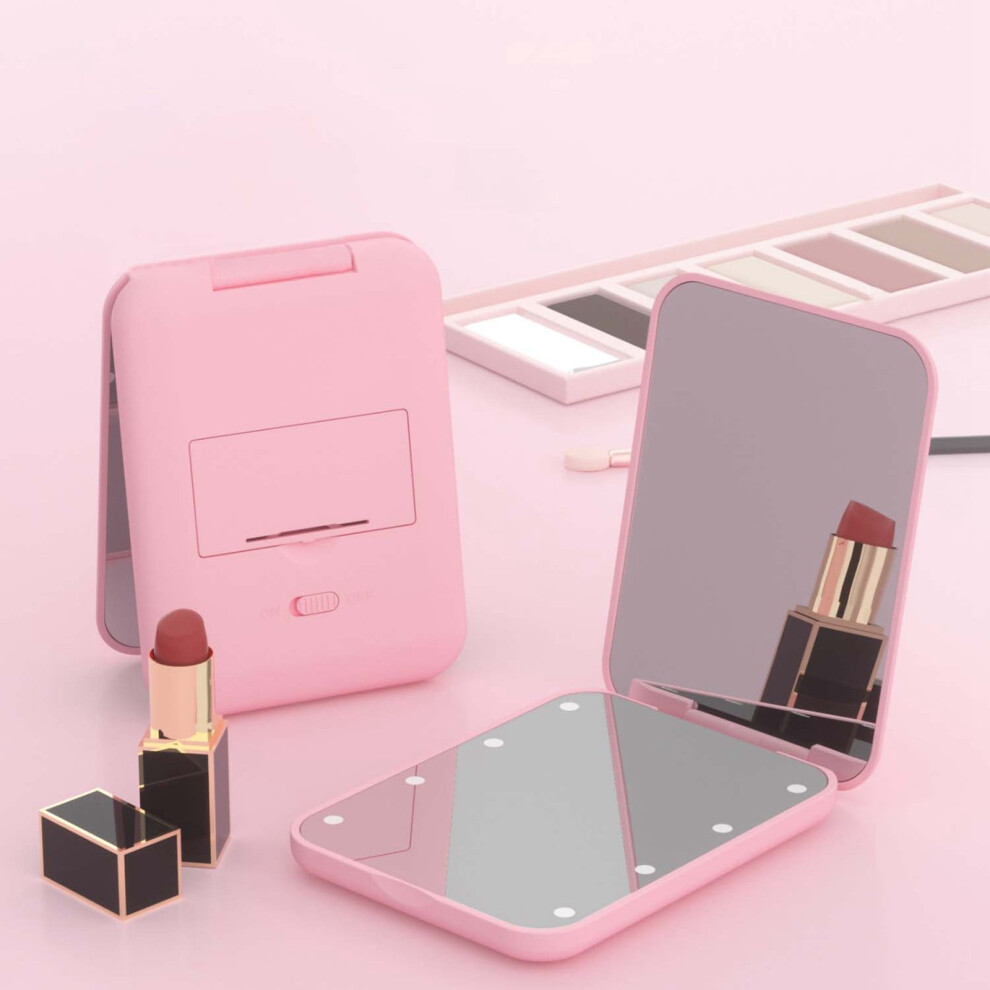Light Hessimy Pocket Mirror For Purse, Pocket Mirror, 1X/3X Magnification Led Compact Travel Makeup Mirror With