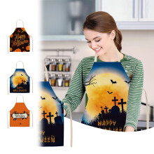 Straszny fartuch Jacenvly na Halloween – upiorny wystrój kuchni, fartuch kuchenny w klimacie horroru, ubrania robocze kompatybilne z dekoracjami