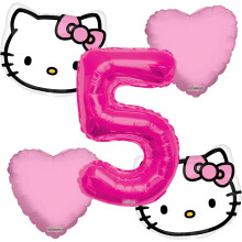 5 stk Hello Kitty ballongbukett 5-årsdagsfestutstyr Bursdagsfestballonger Katteballong