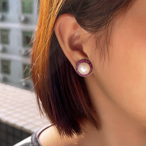 Orecchini staccabili in argento S925 con zirconi e perle, multicolore 2