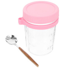 Pote de vidro para aveia overnight com tampa, colher, multiuso, para saladas e cozinha.
