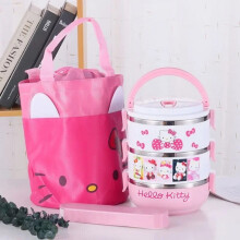 Bosca Lóin Cruach Dhosmálta Sanrio Hello Kitty Bosca Bento Dúbailte Sraith Uasghrádaithe Cartúin Bosca Lóin Inslithe Inaistrithe Trí Shraith