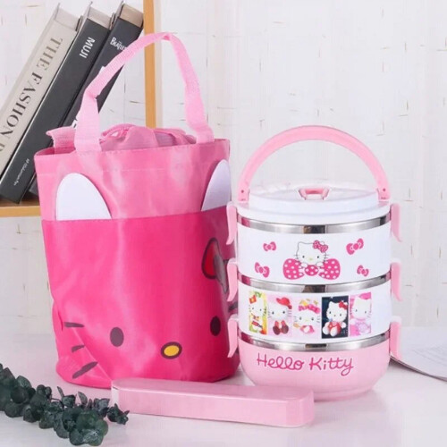 Sanrio Hello Kitty Ανοξείδωτο Δοχείο Γεύματος Διπλής Επίστρωσης Bento Box Cartoon Upgrade Φορητό