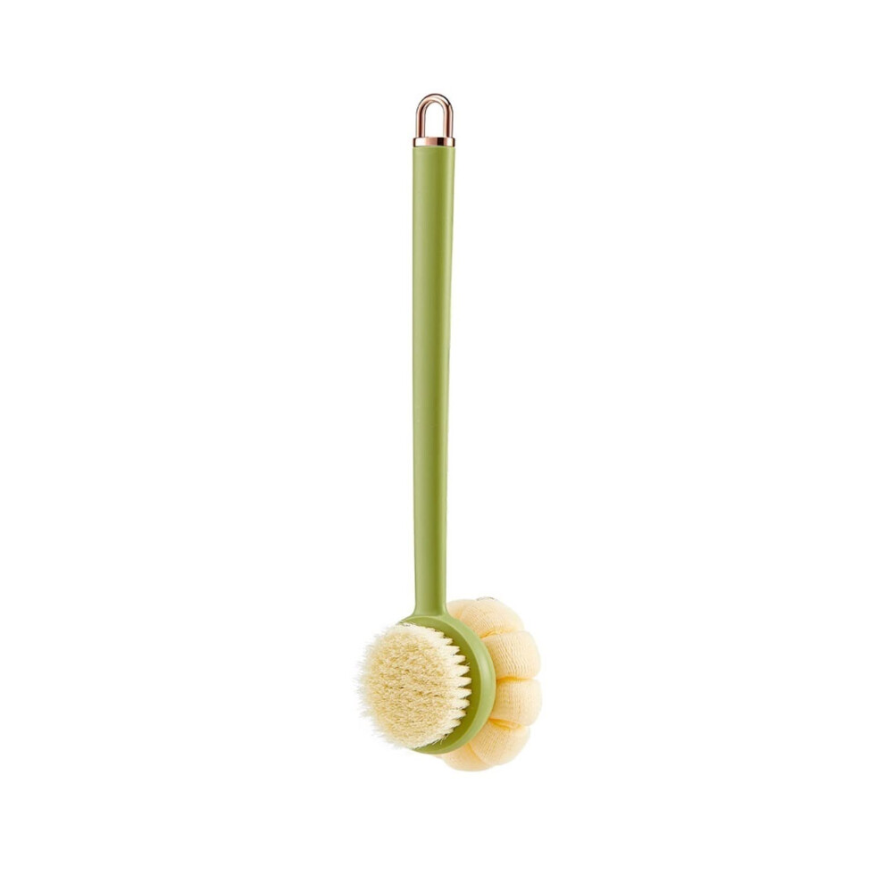 Back Scrubber for Shower with Long Handle, Gentle Nylon Bristles, Green Bath Brush for Back Cleaning