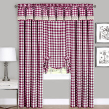 1 stk. Buffalo Check Rutete Gingham Heklet Kant med Stanglomme Vinduskappe