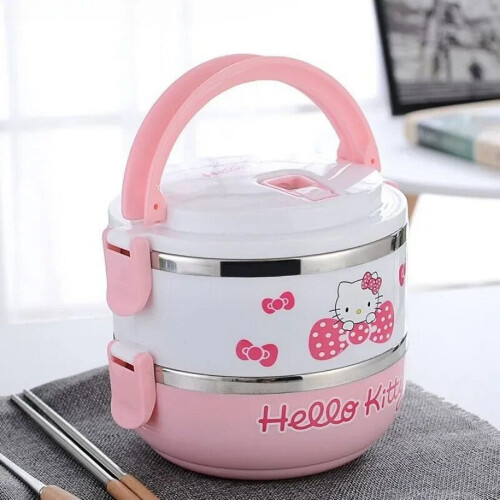 Sanrio Hello Kitty Ανοξείδωτο Δοχείο Γεύματος Διπλής Επίστρωσης Bento Box Cartoon Upgrade Φορητό 2