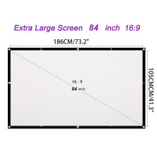 Draagbaar projectiescherm, 120 inch (305 cm) 16:9 HD opvouwbaar voor binnen en buiten, geschikt voor films, gaming, kantoor en thuisbioscoop.