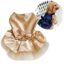 LEEYNEER Vestito per cani di piccola taglia, abito per cuccioli con paillettes e setoso, costume da principessa per cani, gonna elegante da sposa.