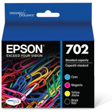 EPSON702DURABrite Ultra Ink standardkapacitet sort og farvepatron kombinationspakke (T702120-BCS) Passer til WorkForce Pro WF-3720, WF-3730, WF-3733